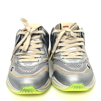 Gucci Metallic Calfskin Suede Womens Ultrapace Sneakers 35.5 Silver Oatmeal 3 of 10
