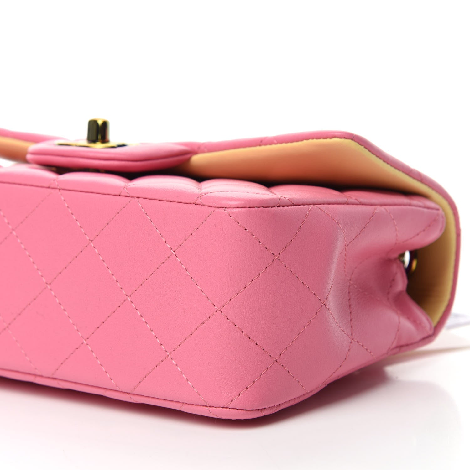 Chanel Lambskin Quilted Mini Rectangular Flap Pink Yellow 7 of 10