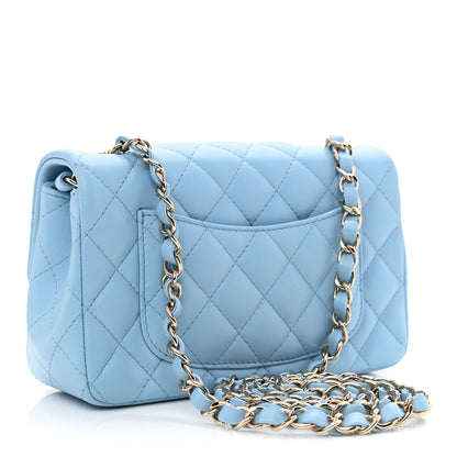 Chanel Lambskin Quilted Mini Rectangular Flap Light Blue 2 of 9
