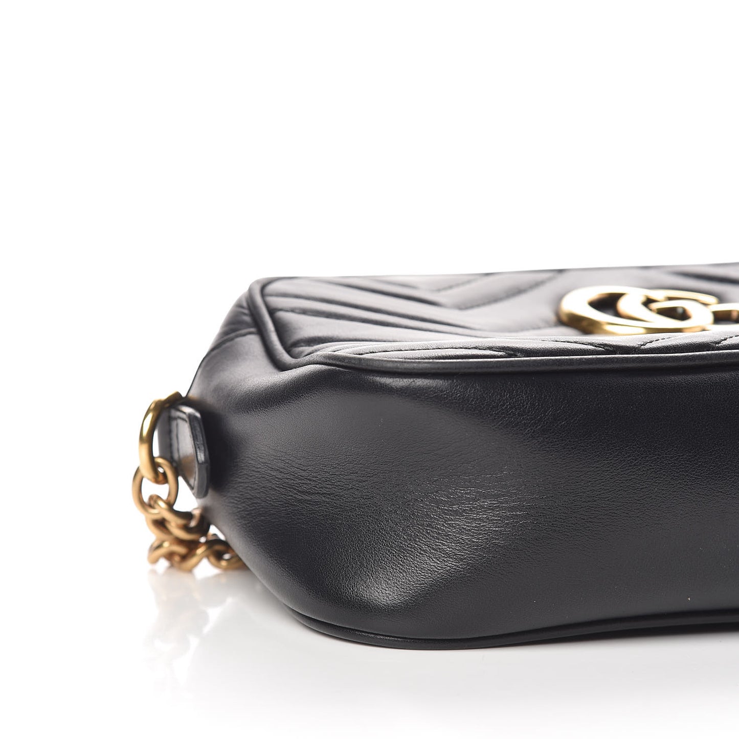 Calfskin Matelasse Small GG Marmont Chain Shoulder Bag Black