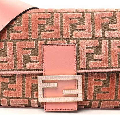 Fendi Velvet Jacquard Crystal FF Baguette Macaron 8 of 10