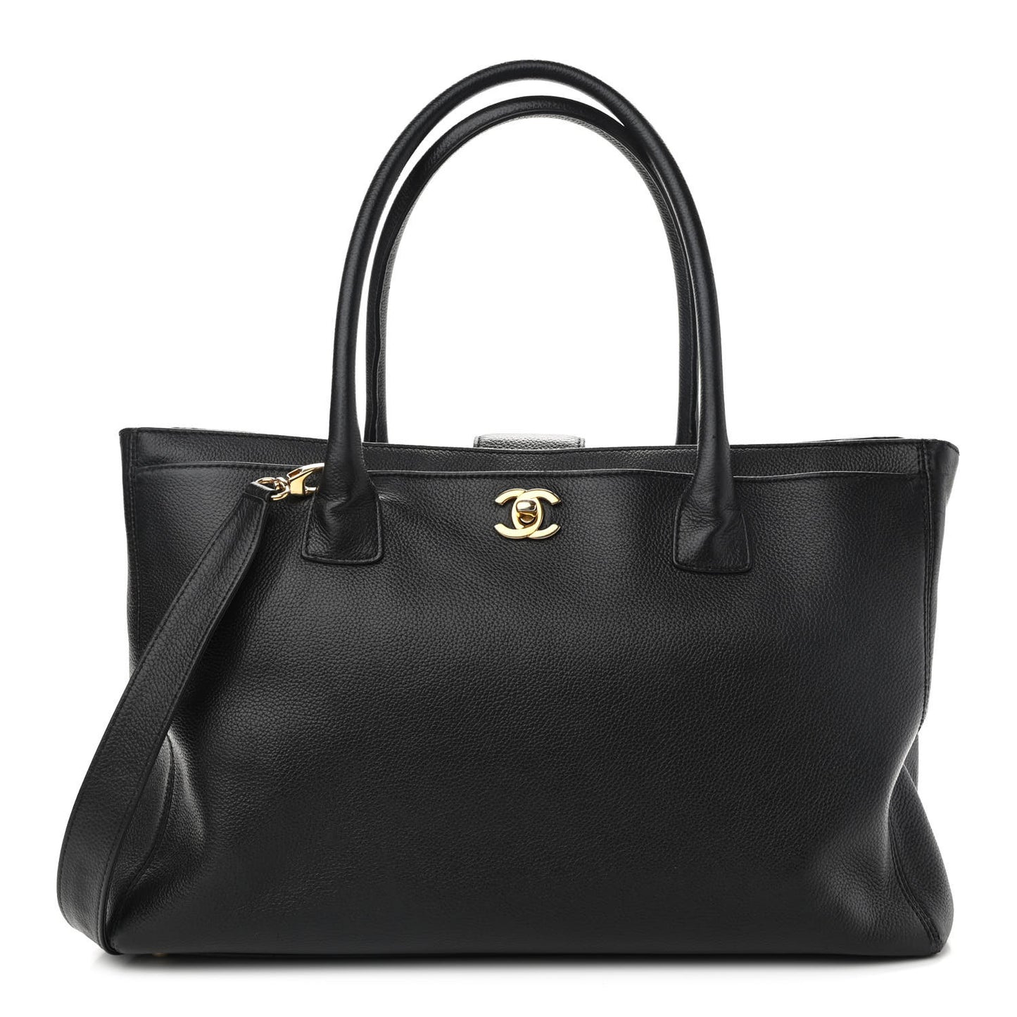 Calfskin Cerf Executive Shopper Tote Black