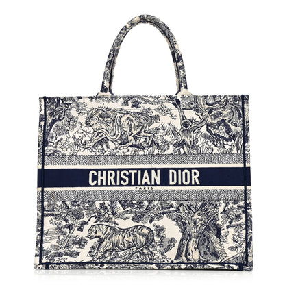 Christian Dior Canvas Embroidered Large Dioriviera Toile De Jouy Book Tote Blue 1 of 12
