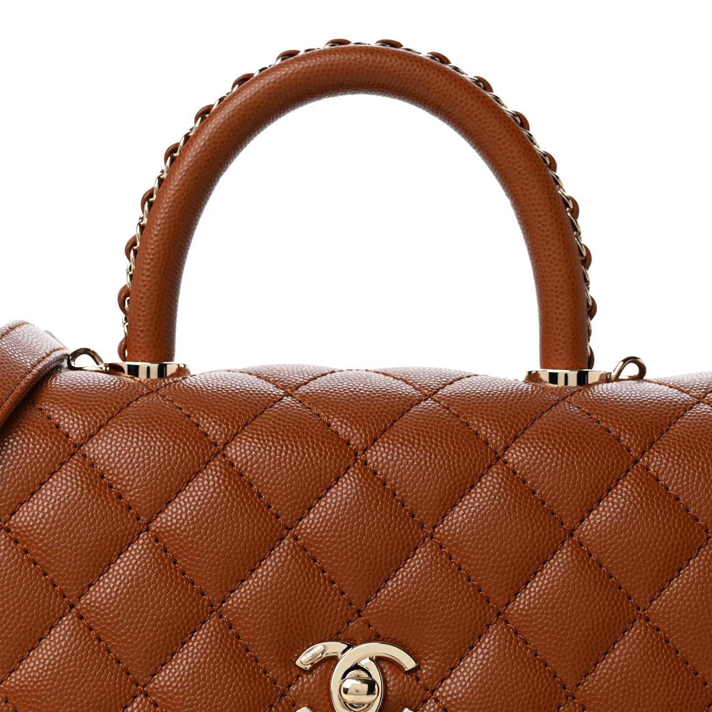 Caviar Quilted Mini Coco Chain Handle Flap Brown