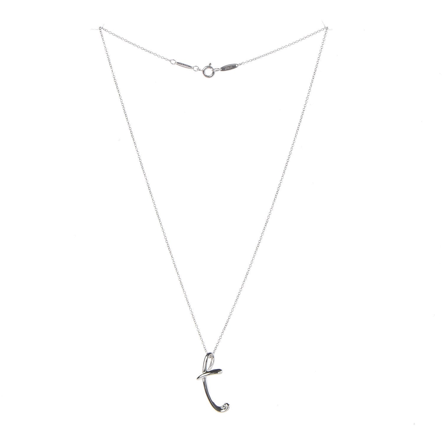 Sterling Silver Elsa Peretti Letter "T" Pendant Necklace