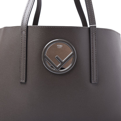 Fendi Vitello Vienna Enamel F is Fendi Shopping Tote Carbone Tobacco 9 of 11