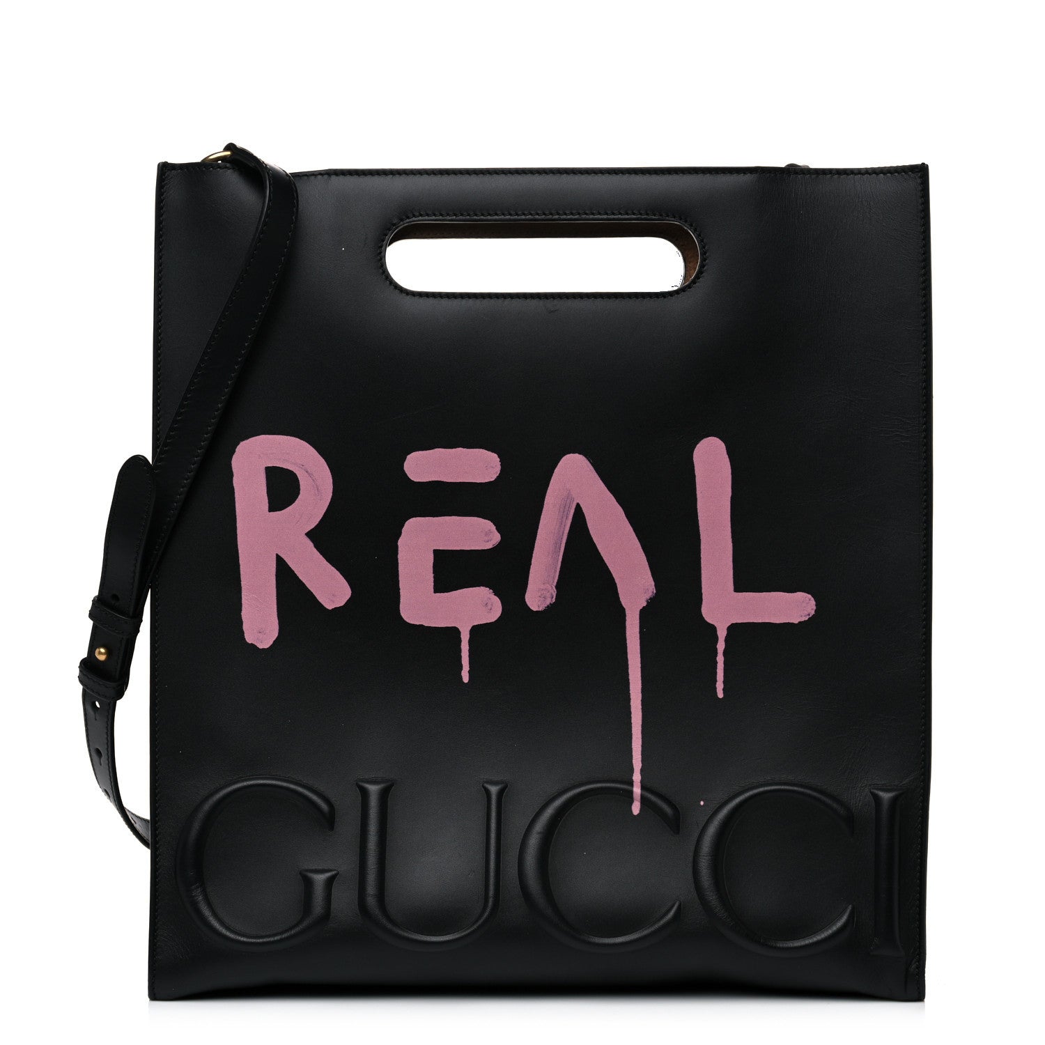 Gucci Calfskin GucciGhost Real Medium XL Tote Black Pink 1 of 20