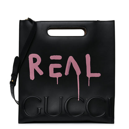 Gucci Calfskin GucciGhost Real Medium XL Tote Black Pink 1 of 20