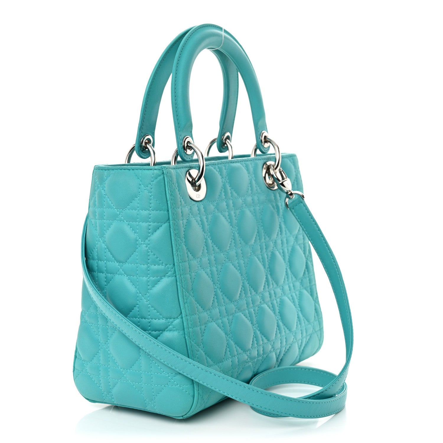 Christian Dior Lambskin Cannage Medium Lady Dior Turquoise 3 of 10