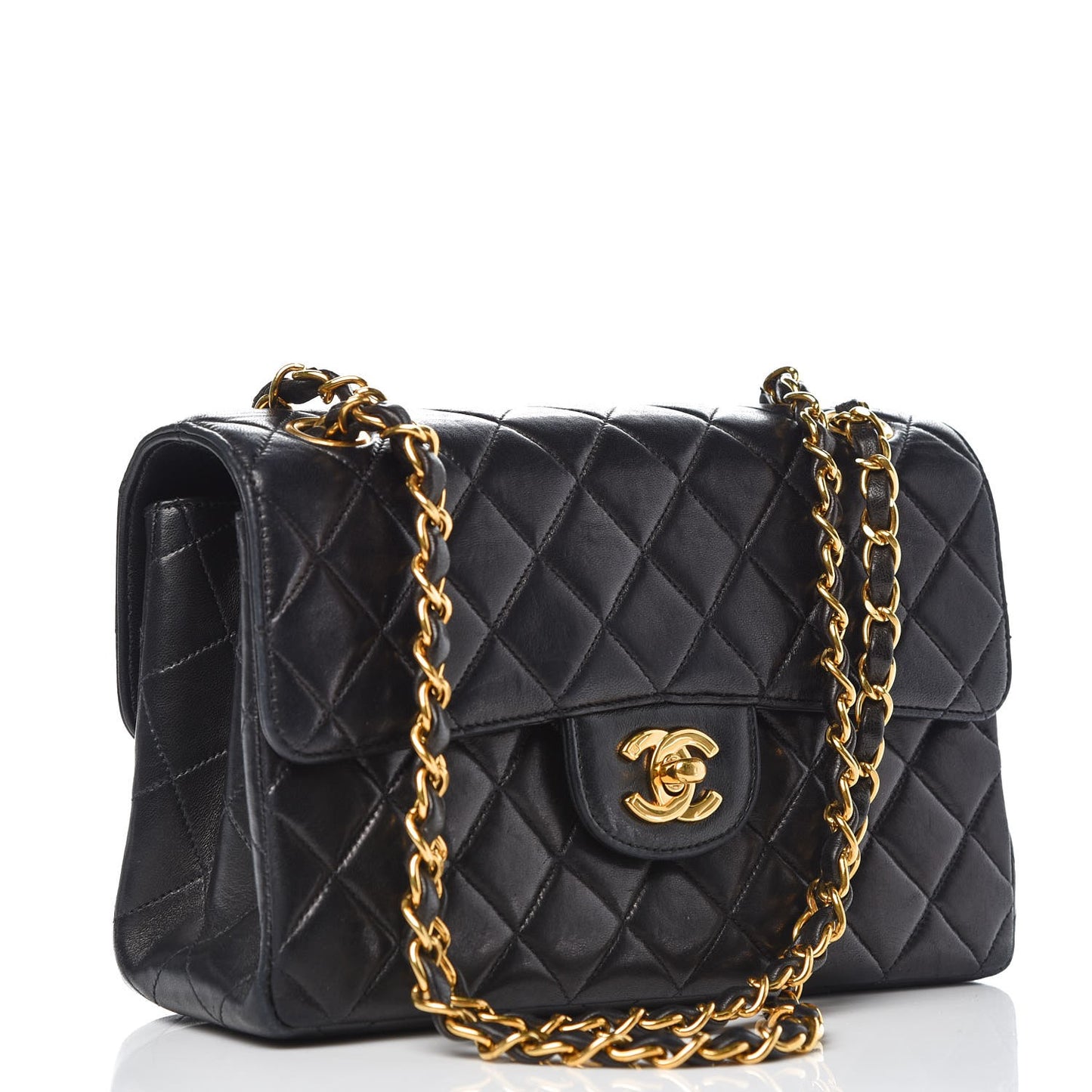 Lambskin Quilted Small Double Sided Flap Black