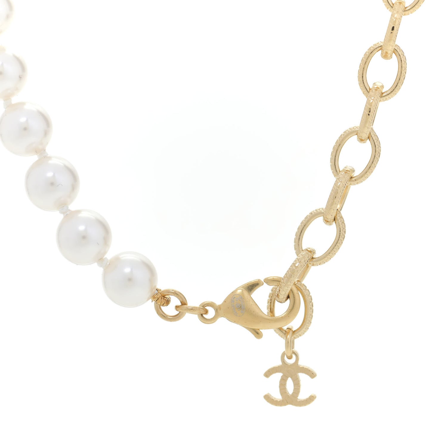 Pearl Crystal CC Short Necklace Gold