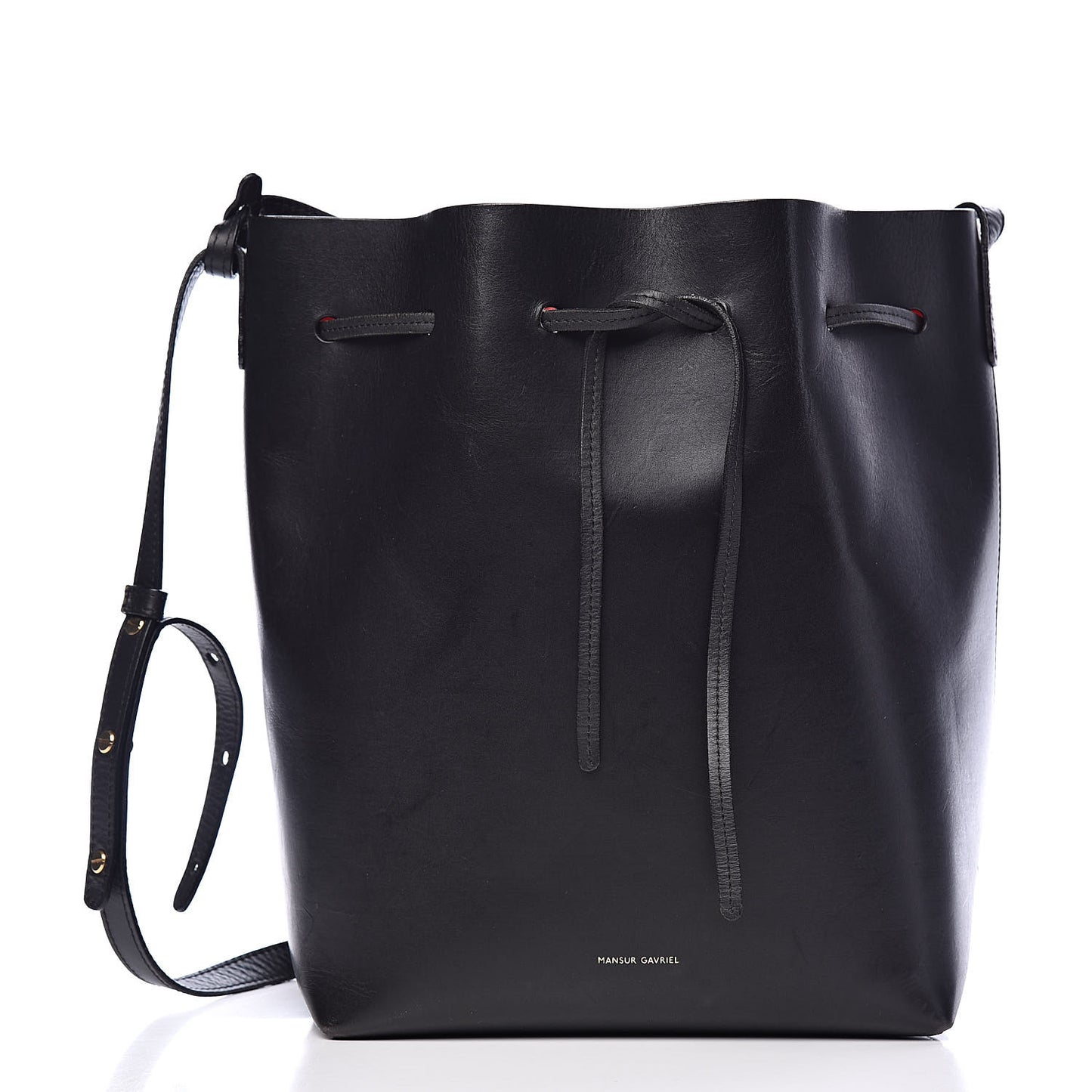 Vegetable Tanned Calfskin Bucket Bag Black Flamma