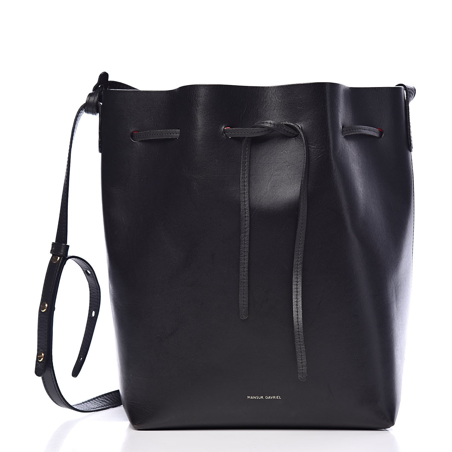 Mansur Gavriel Vegetable Tanned Calfskin Bucket Bag Black Flamma 3 of 18