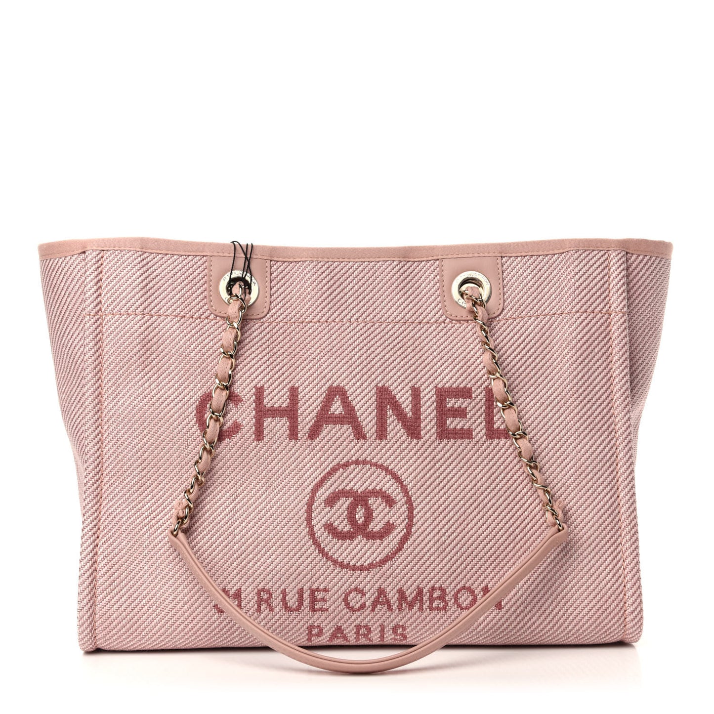 Mixed Fibers Calfskin Small Deauville Tote Rose Pink