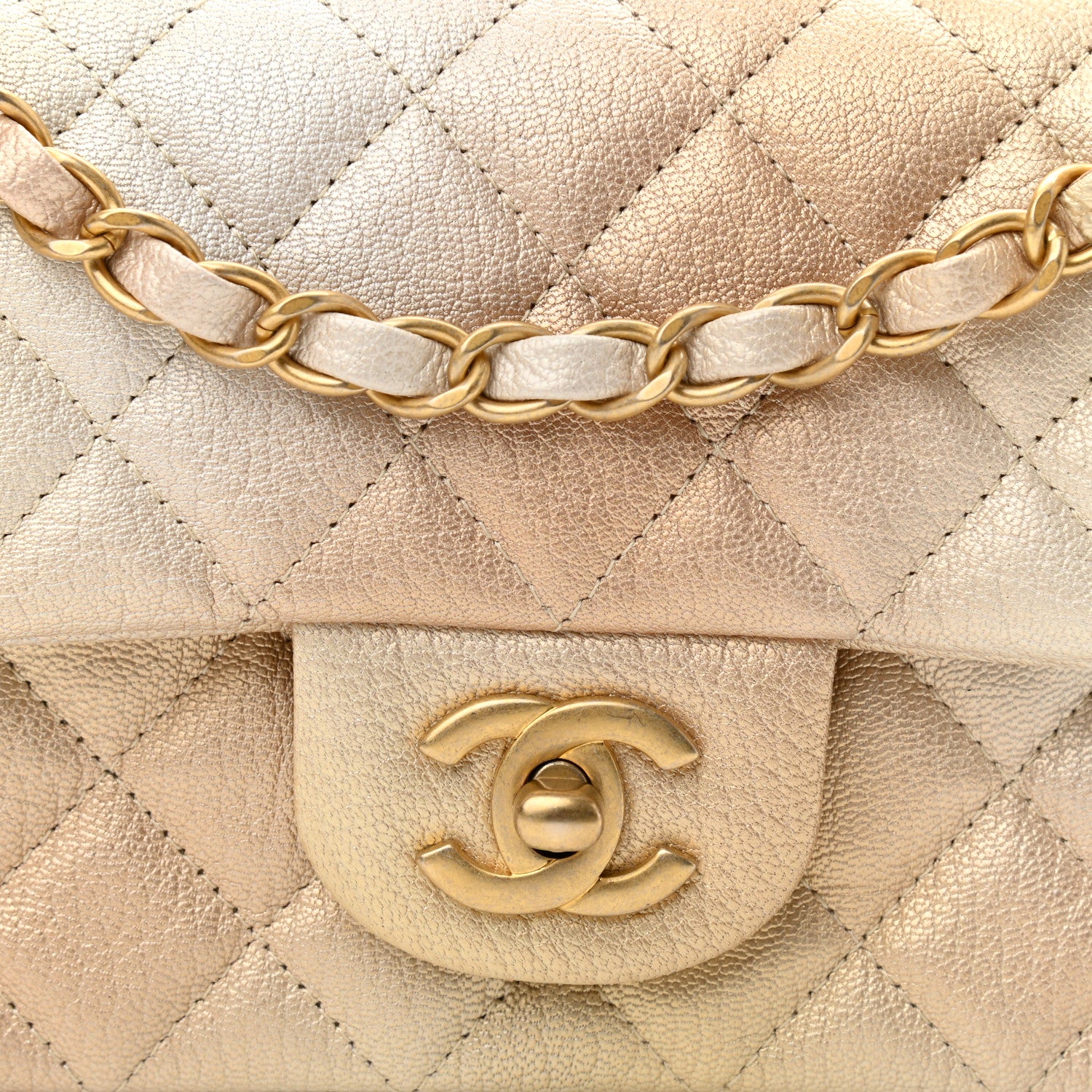 Chanel Metallic Goatskin Quilted Mini Rectangular Flap Gold 8 of 10