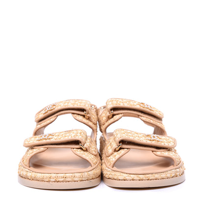 Chanel Braided Fabric Velcro Dad Sandals 38.5 Beige 3 of 11