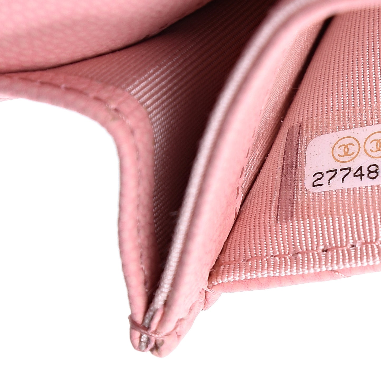 Matte Caviar Chevron Quilted Flap Card Holder Pink