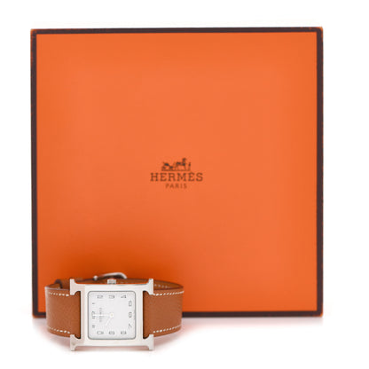 Hermes Stainless Steel Epsom 26mm Heure H Hour Quartz Watch Gold 5 of 5