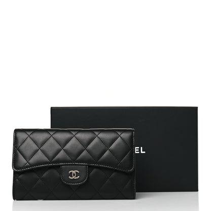 Chanel Lambskin Quilted Large Gusset Flap Wallet Black 8 of 8