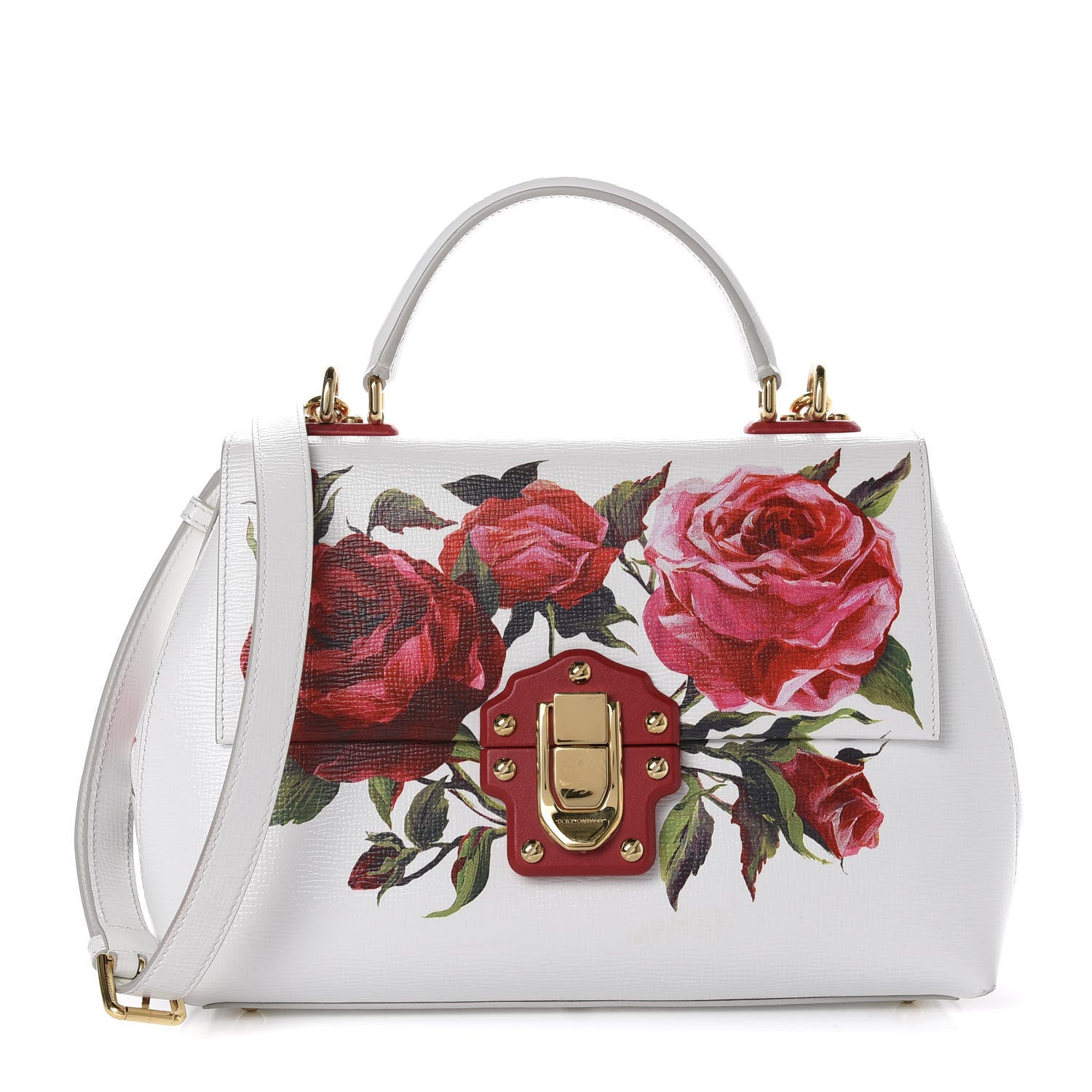 Dolce & Gabbana Grained Calfskin Floral Printed Small Lucia Satchel White 1 of 13