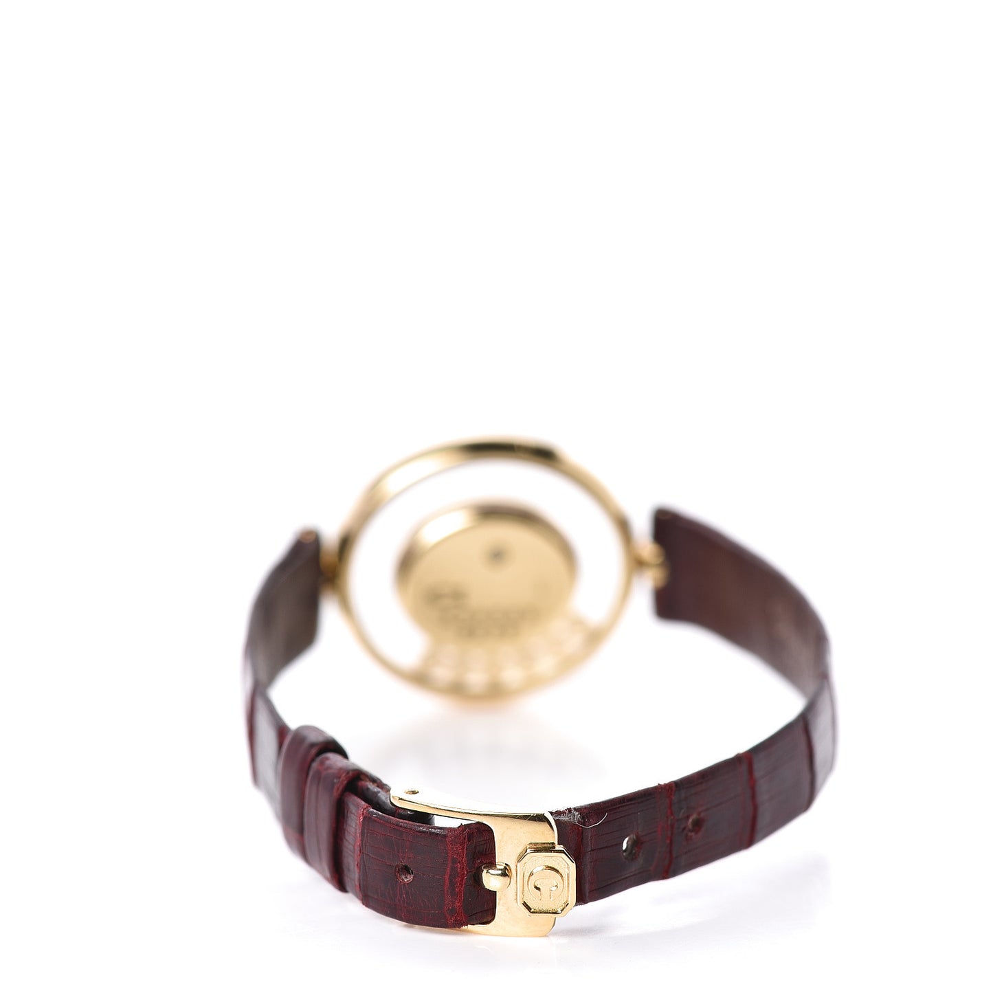18K Yellow Gold Alligator Diamond Pave Bezel Ruby 22mm Happy Diamonds Quartz Watch