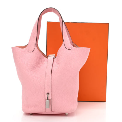 Hermes Taurillon Clemence Picotin Lock 18 PM Rose Sakura 11 of 11