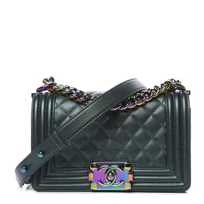 Chanel Iridescent Goatskin Quilted Small Boy Flap Green 1 of 9