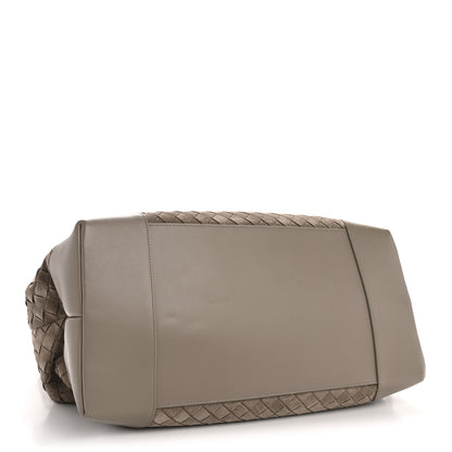 Bottega Veneta Suede Calfskin Intrecciato Andiamo Voyager Limestone 4 of 10