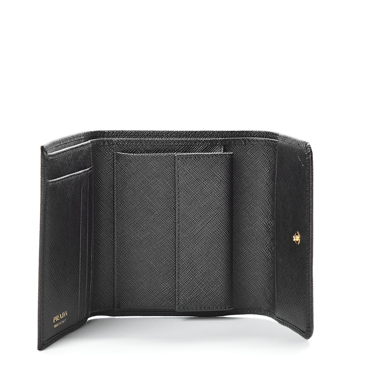 Saffiano Metal Tri-Fold Wallet Black