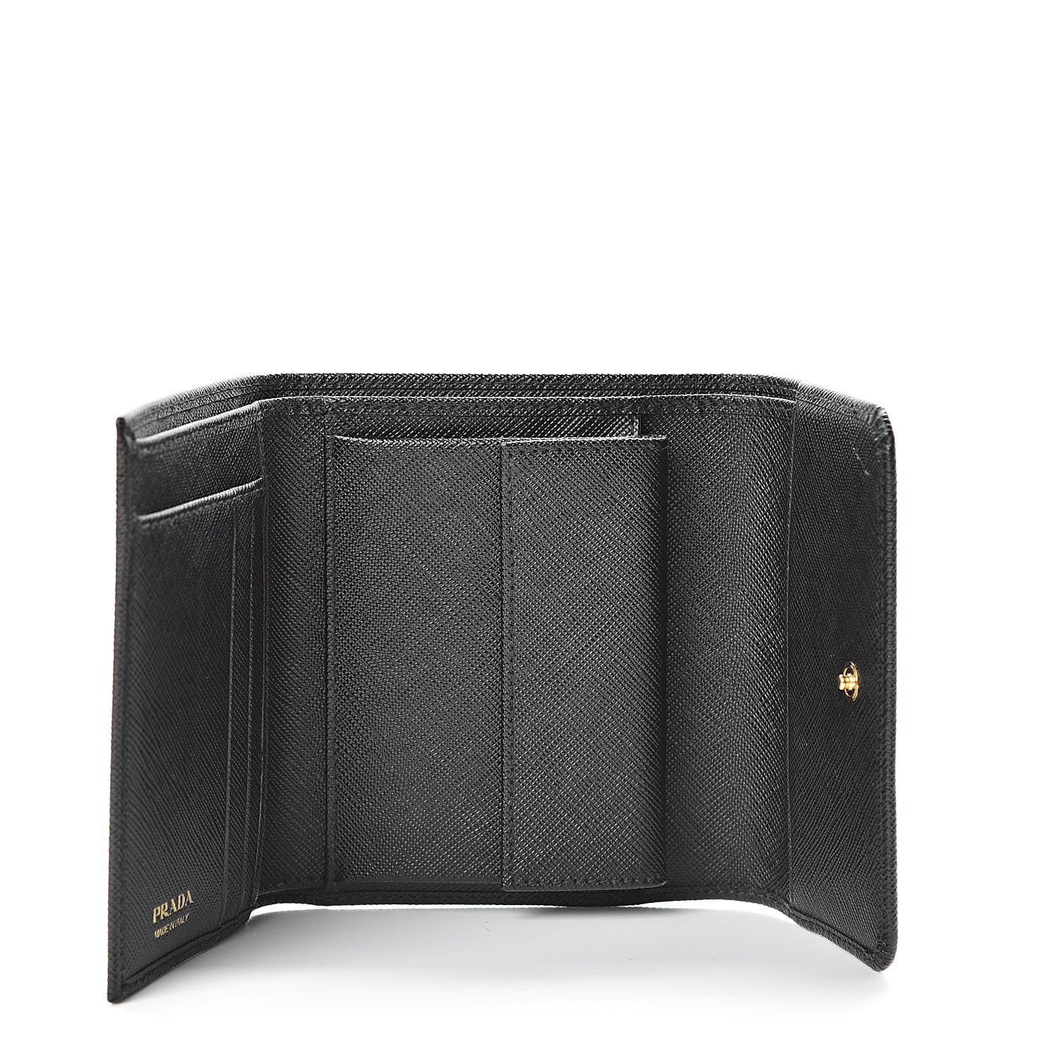 Prada Saffiano Metal Tri-Fold Wallet Black 5 of 7