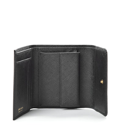 Prada Saffiano Metal Tri-Fold Wallet Black 5 of 7