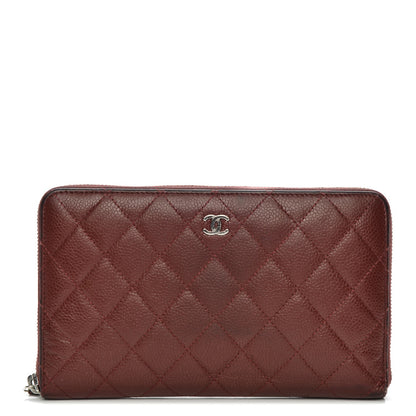 Chanel Caviar Quilted Large Zip Around Organizer Wallet Dark Red 1 of 13