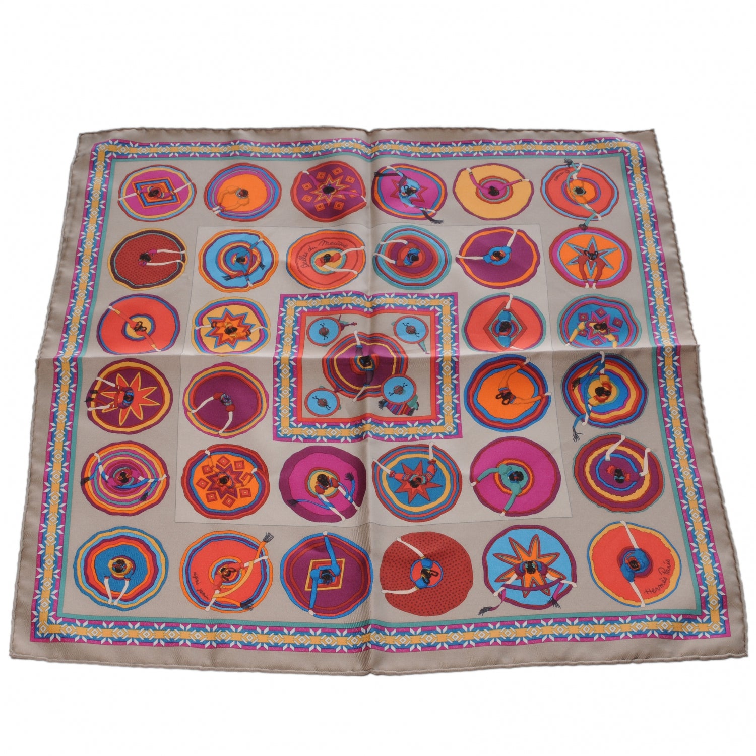 Hermes Silk Belles du Mexique Pocket Square Scarf 3 of 6
