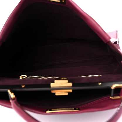 Fendi Vitello Dolce Marmol Large Peekaboo Iconic Satchel Bordeaux Graphite 5 of 17