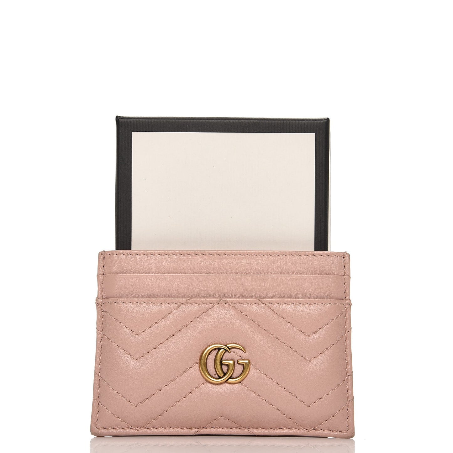 Calfskin Matelasse GG Marmont Card Holder Perfect Pink