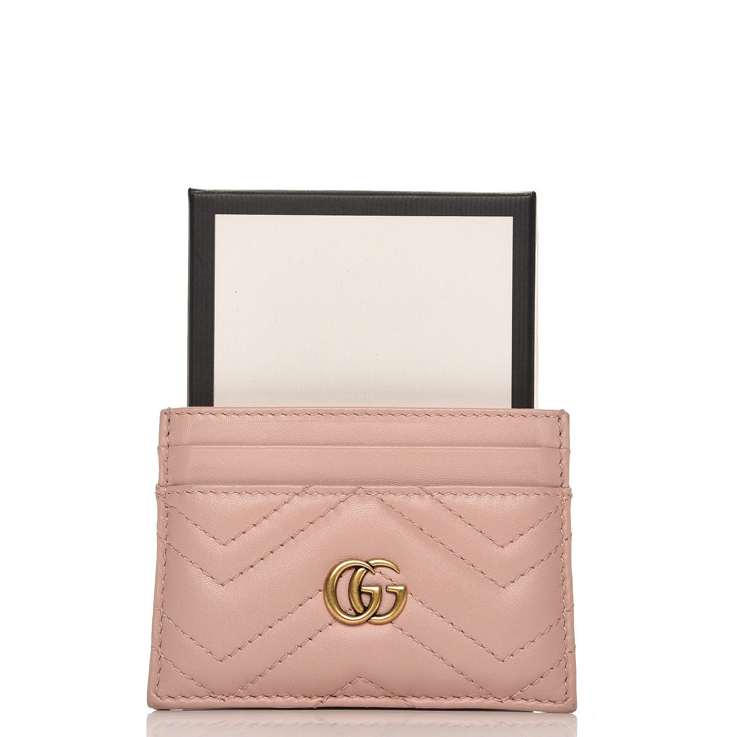 Gucci Calfskin Matelasse GG Marmont Card Holder Perfect Pink 7 of 14