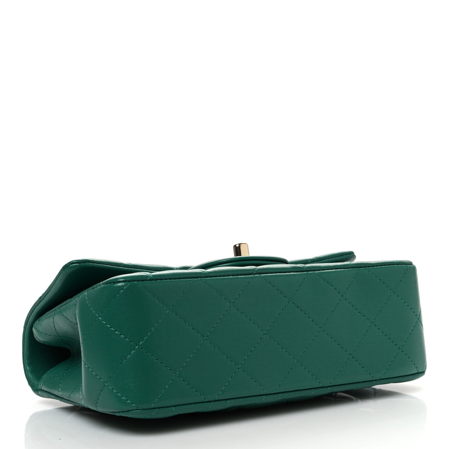 Lambskin Quilted Mini Top Handle Rectangular Flap Green