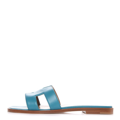 Hermes Nappa Calfskin Oran Sandals 35 Turquoise 1 of 8