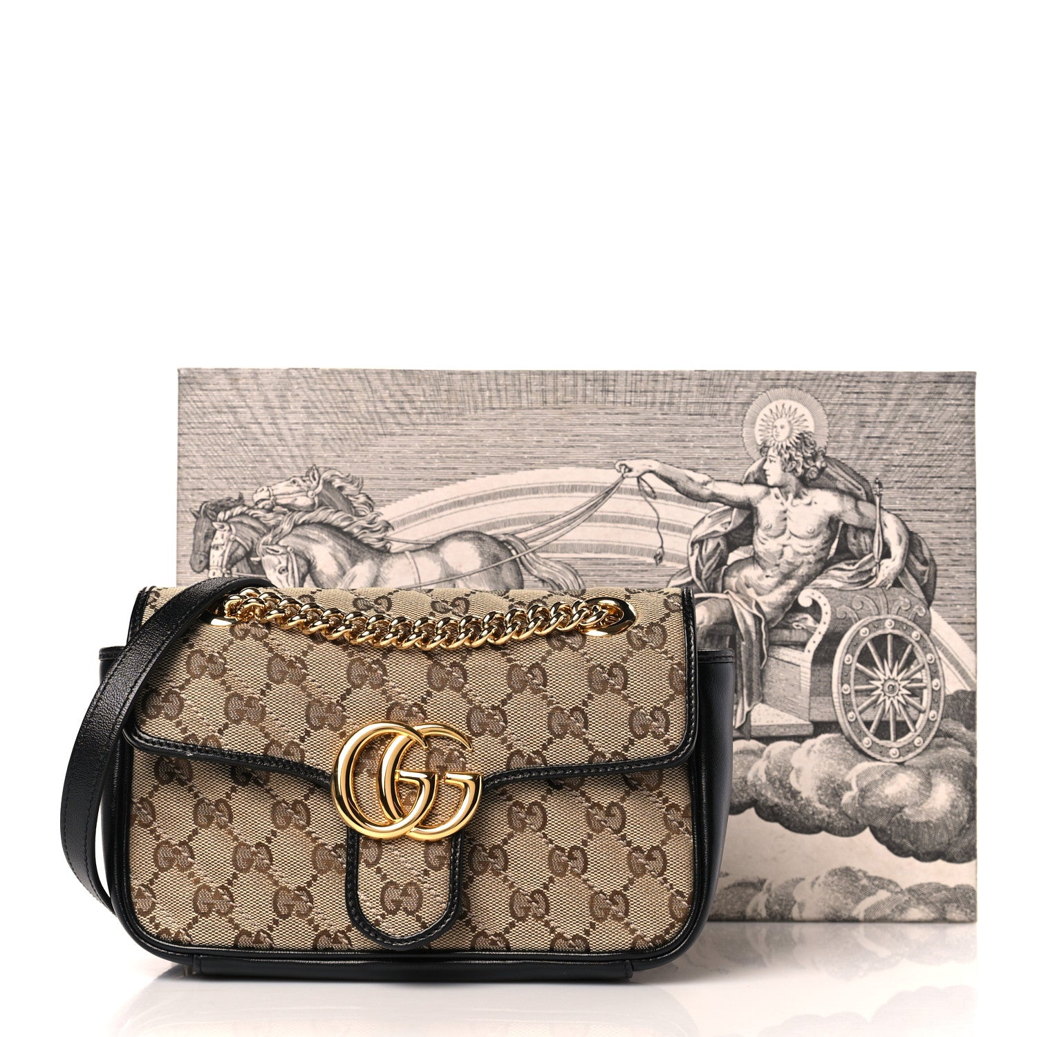 Gucci Monogram Matelasse Diagonal Mini GG Marmont Shoulder Bag Beige Black 10 of 10