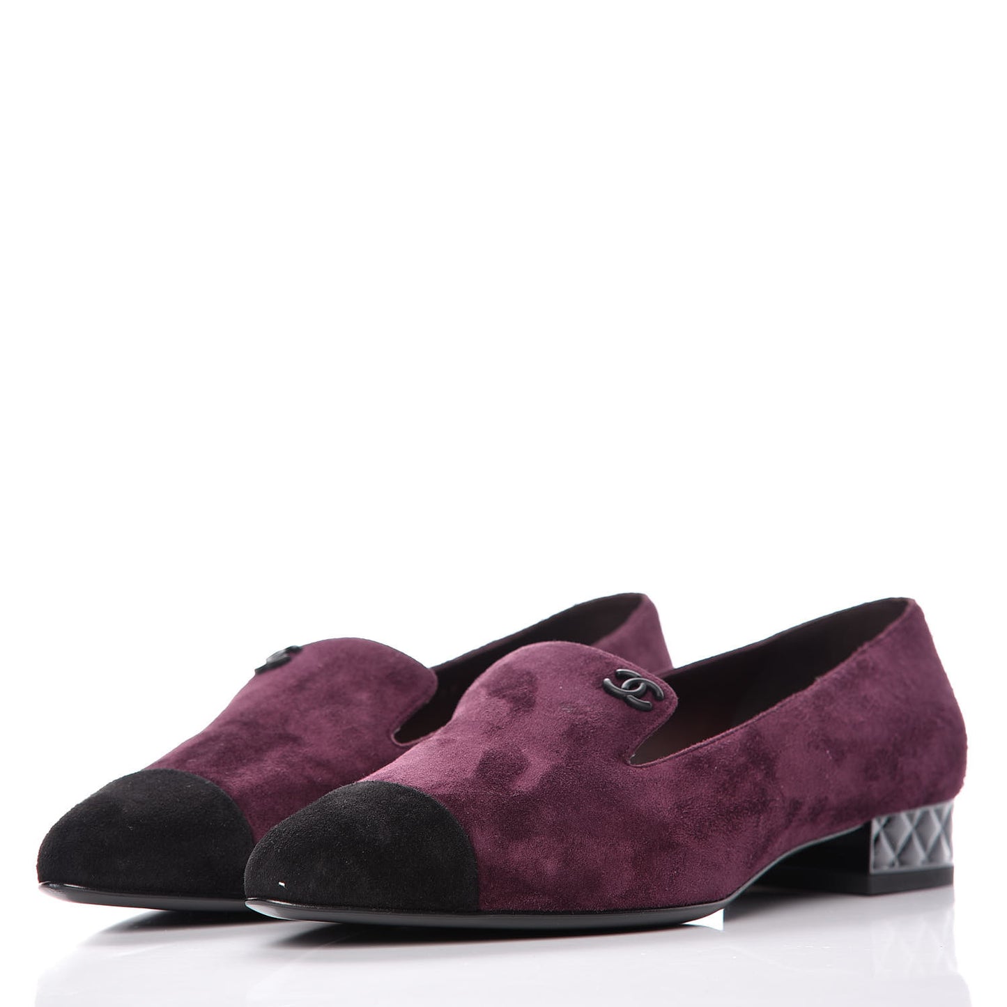 Suede Cap Toe Moccasin Loafers 38.5 Burgundy Black
