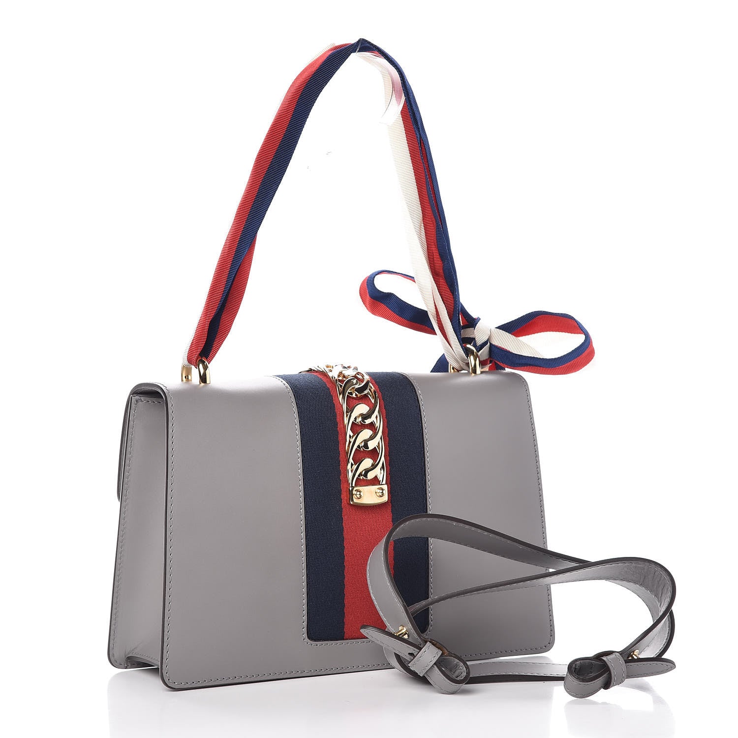 Gucci Calfskin Small Sylvie Shoulder Bag Deep Grey 3 of 7