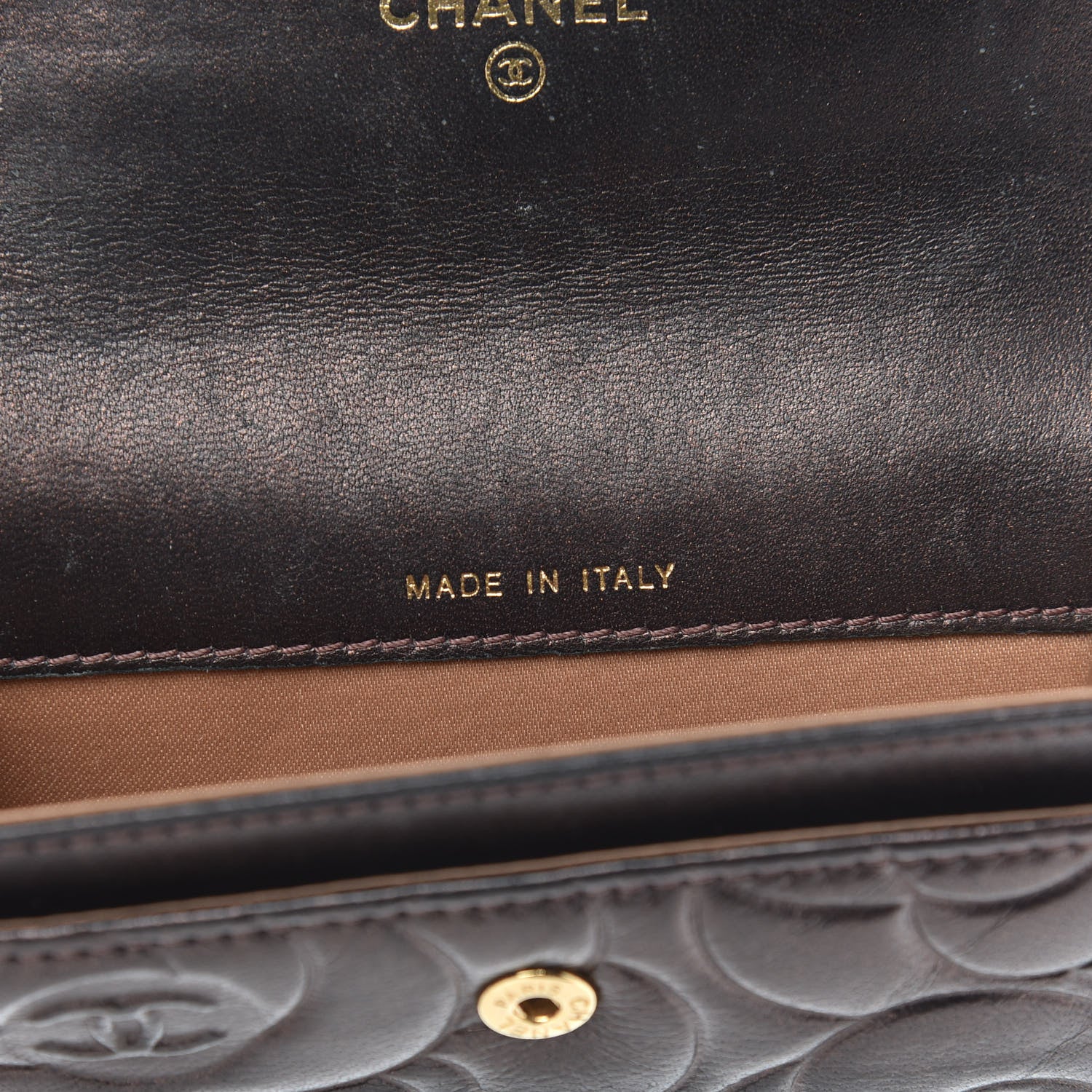 Chanel Lambskin Camellia Embossed Flap Card Holder Brown 7 of 9