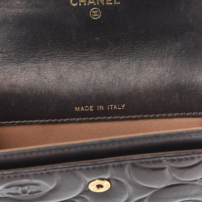 Chanel Lambskin Camellia Embossed Flap Card Holder Brown 7 of 9