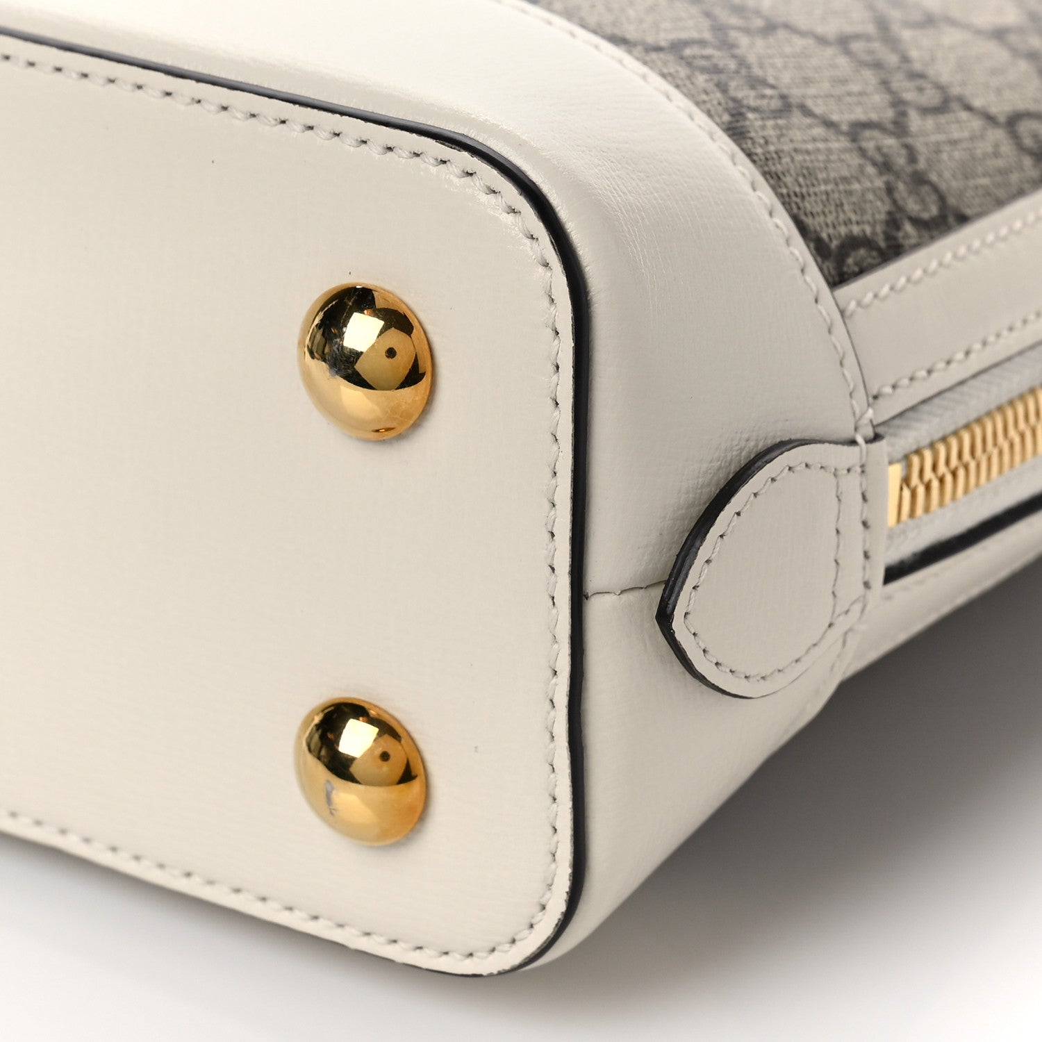 Gucci GG Supreme Monogram Azalea Calfskin Small Horsebit 1955 Top Handle Bag Beige Ebony Mystic White 9 of 9