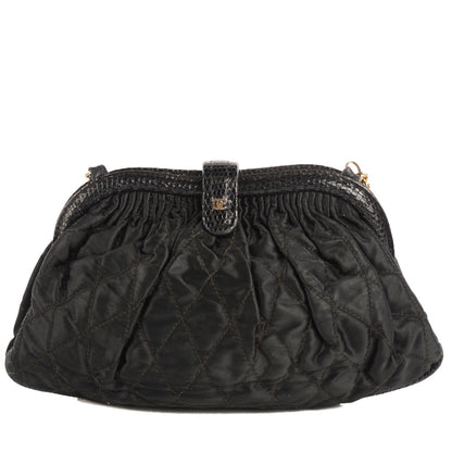 Chanel Python Satin Quilted Evening Clutch Black 1 of 7