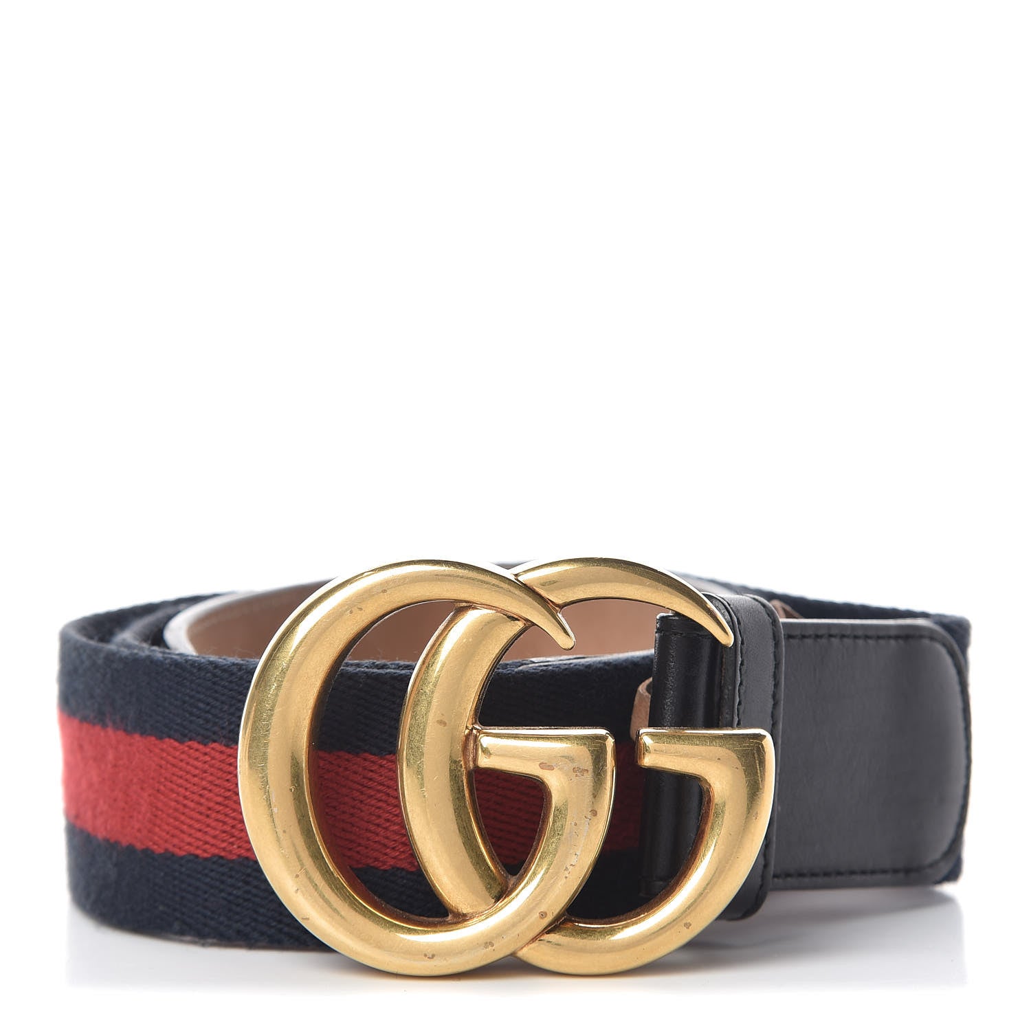 Gucci Nylon Calfskin Double G Web 40mm Belt 90 36 Blue Red Black 1 of 9