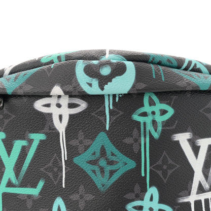 Louis Vuitton Monogram Eclipse LV Graffiti Discovery Bumbag Green Lights 7 of 10