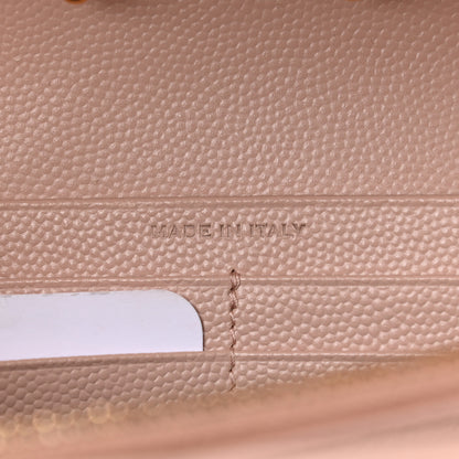 Saint Laurent Grain De Poudre Matelasse Chevron Monogram Chain Wallet Pale Pink 6 of 10
