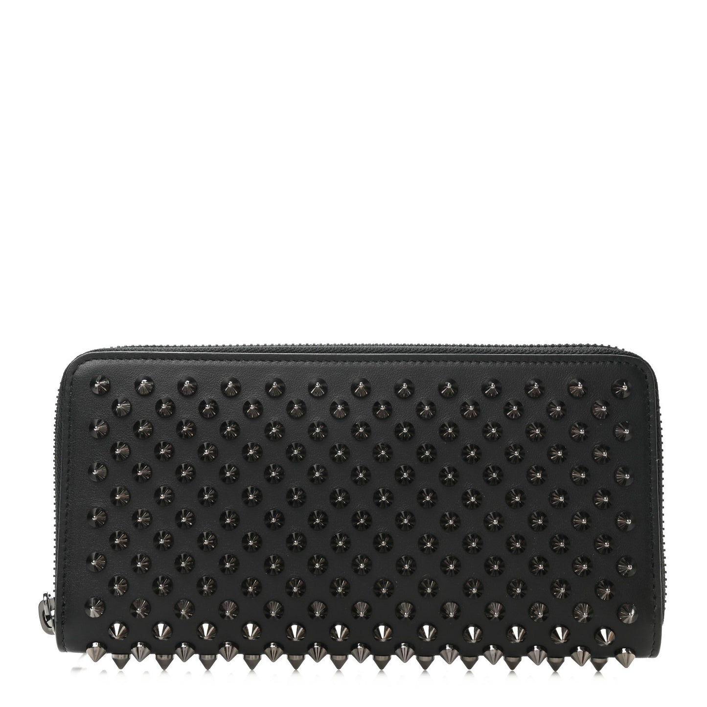 Calfskin Panettone Spiked Zip Around Wallet Black
