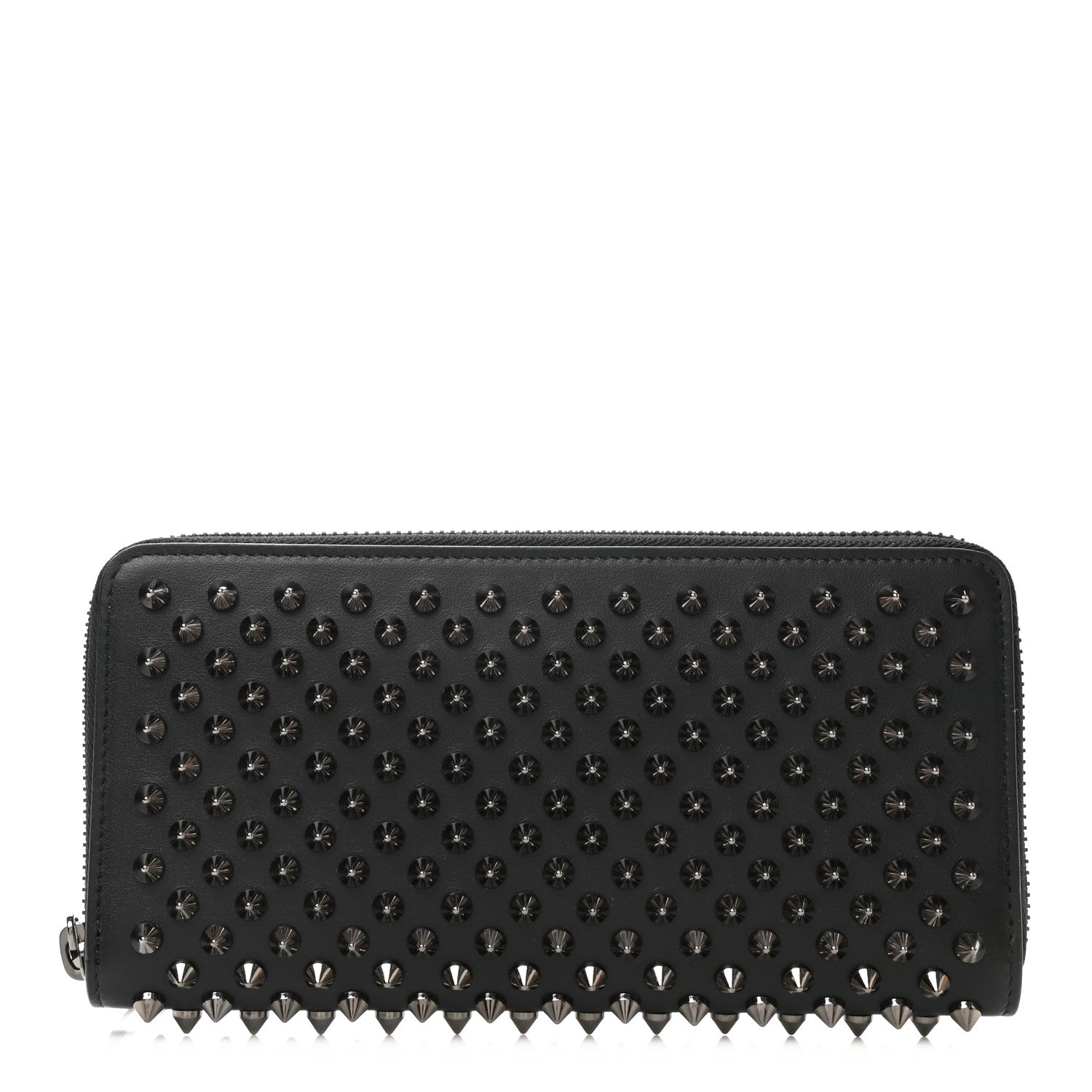 Christian Louboutin Calfskin Panettone Spiked Zip Around Wallet Black 1 of 7